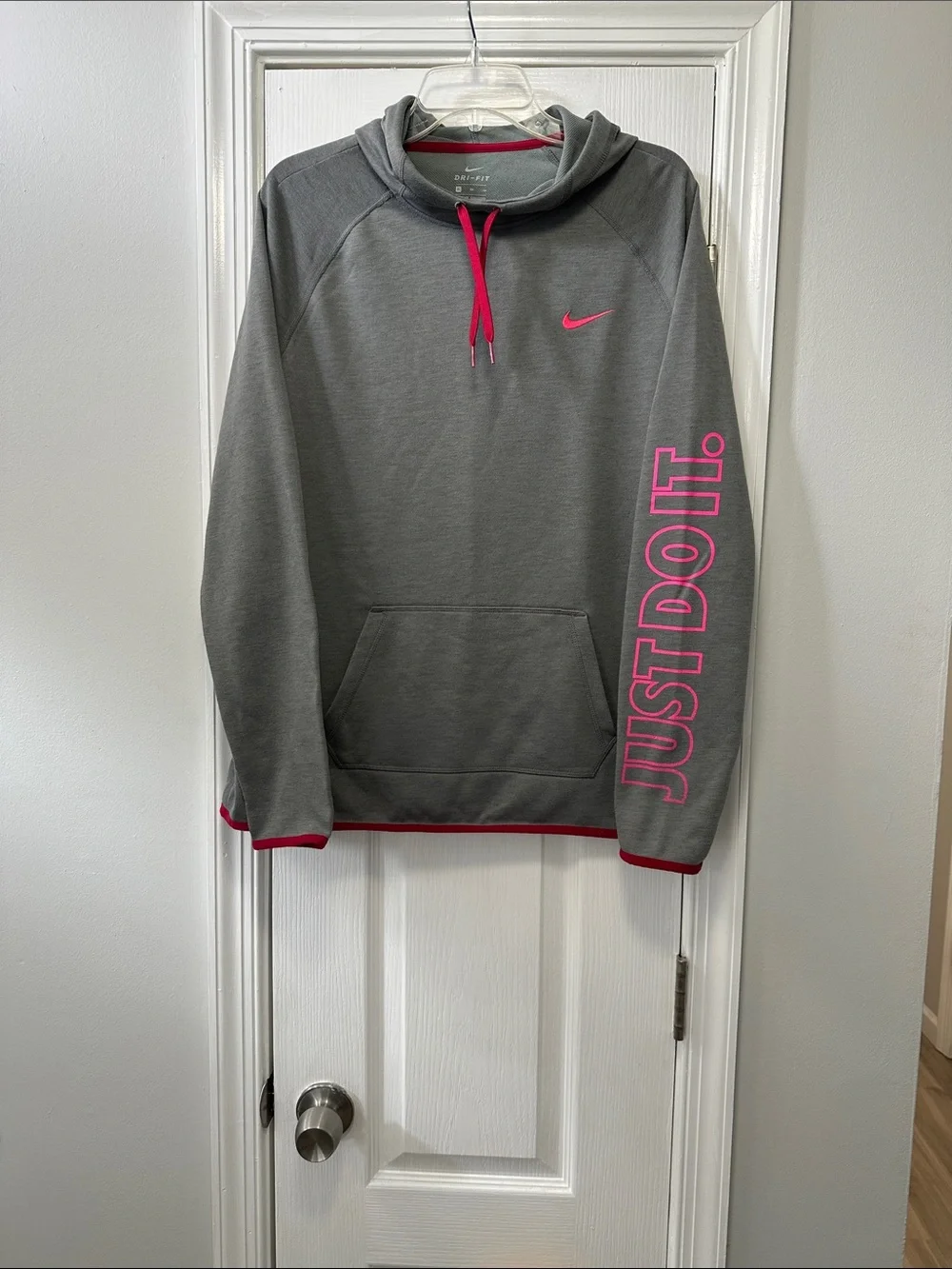 Nike Gray Crewneck Hoodie with Pink Accents